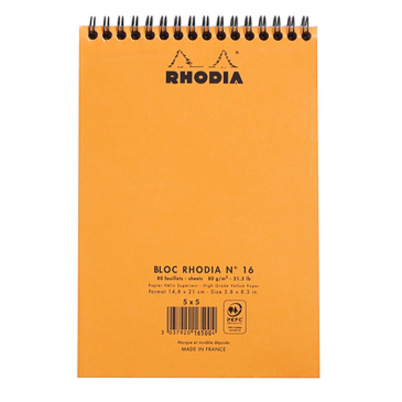 Rhodia 16500C bloc-notes A5 80 feuilles Orange