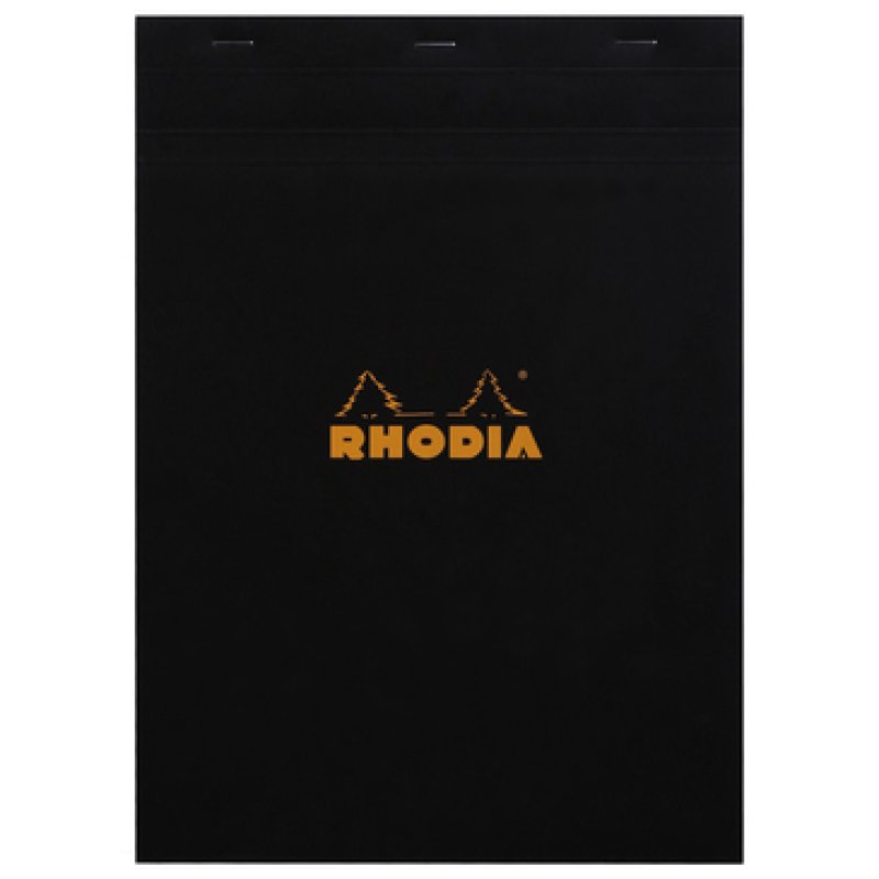 RHODIA Bloc agrafé No. 18, format A4, quadrillé 5x5, noir