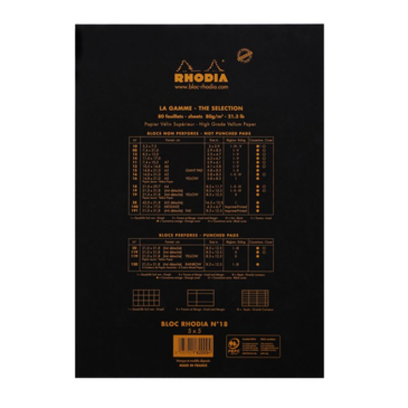 Rhodia 182009C bloc-notes A4 80 feuilles Noir