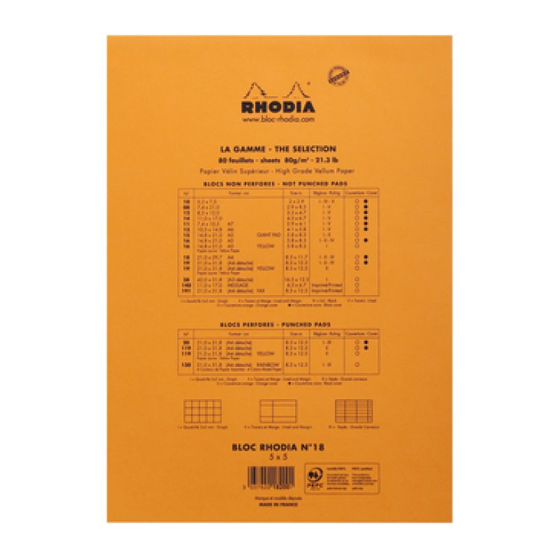 Rhodia N°18 writing notebook A4 80 sheets Orange