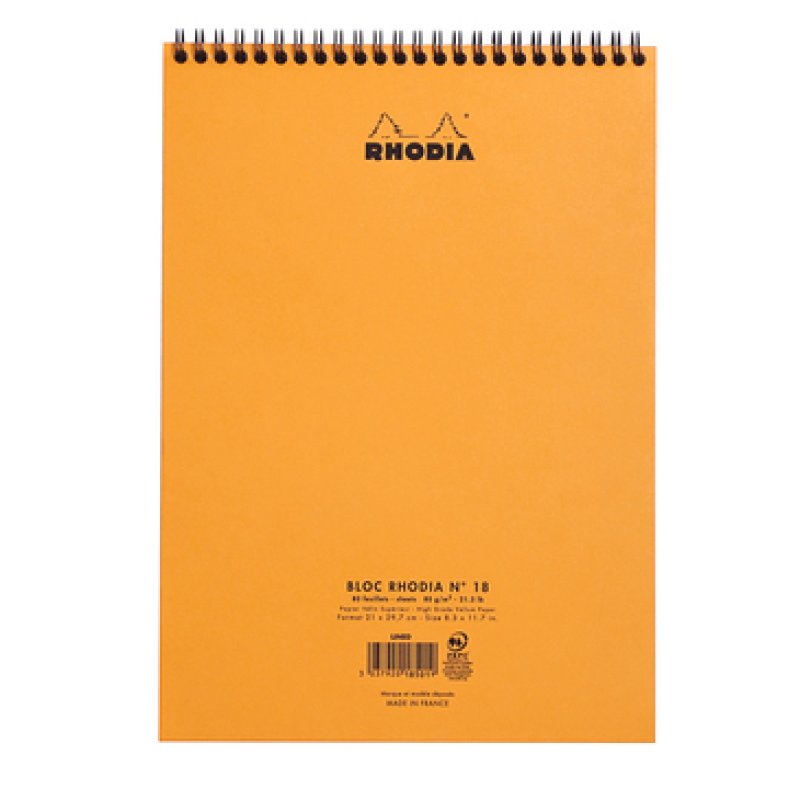 Rhodia 18500C bloc-notes A4 80 feuilles Orange
