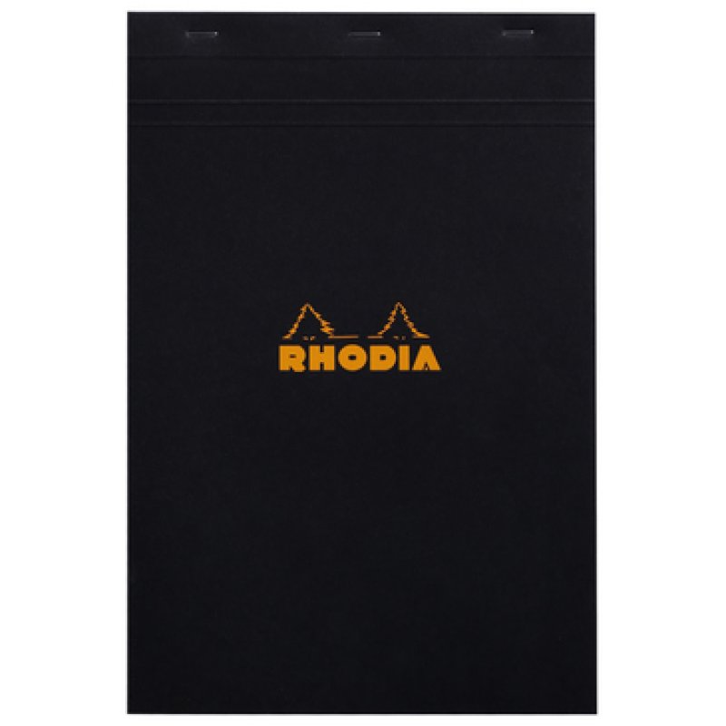 RHODIA Bloc agrafé No. 19, format A4 , quadrillé 5x5, noir