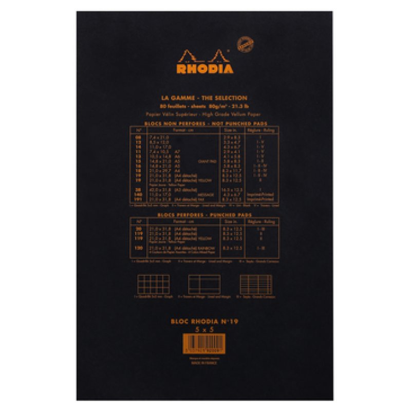 Rhodia 192009C bloc-notes A4 80 feuilles Noir