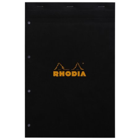 RHODIA Bloc agrafé No. 20, format A4 , quadrillé 5x5, noir