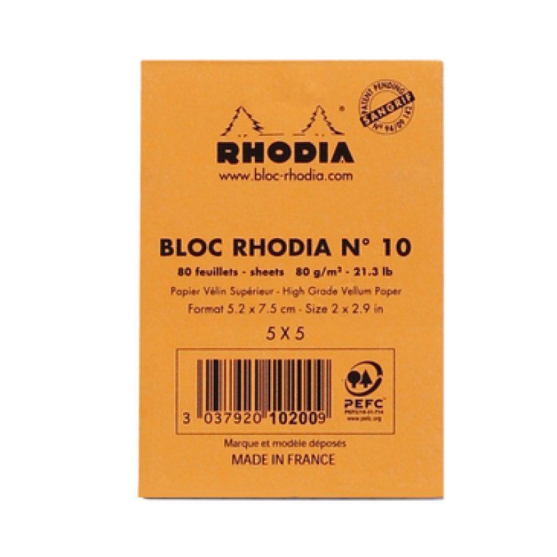 Rhodia Head stapled pad N°10 bloc-notes 80 feuilles Orange