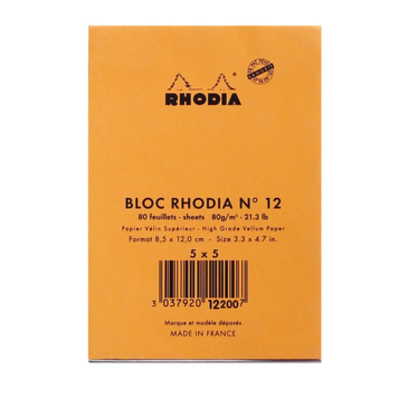 Rhodia N°12 bloc-notes 80 feuilles Orange
