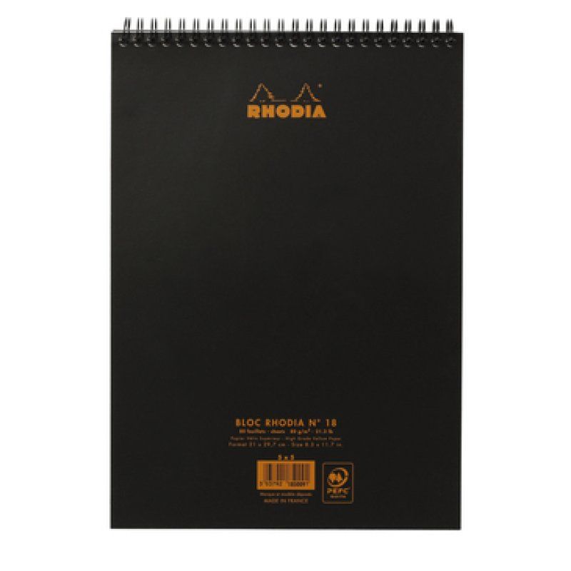 Rhodia 185009C bloc-notes A4 80 feuilles Noir