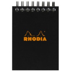 RHODIA Bloc spiralé No. 11, A7, quadrillé 5x5, noir
