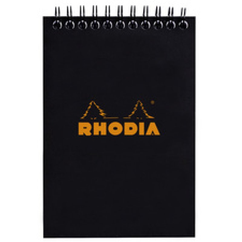 RHODIA Bloc spiralé No. 13, format A6, quadrillé 5x5, noir