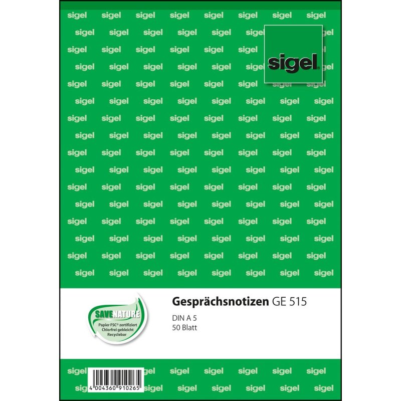 sigel Gesprächsnotizblock "Gesprächsnotiz", A5, 50 Blatt