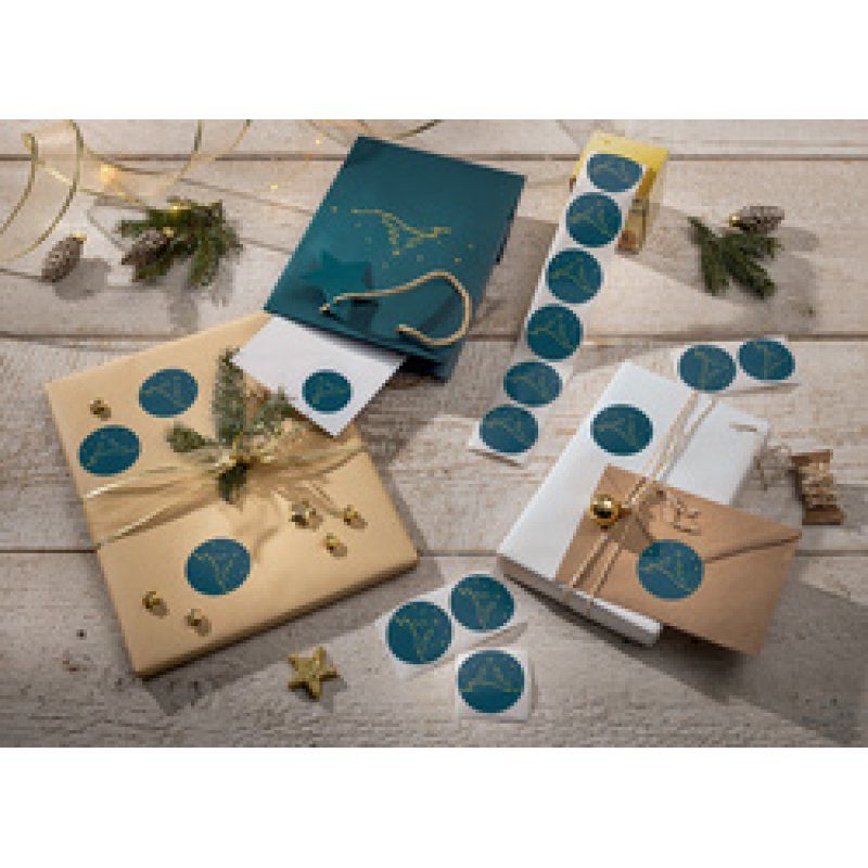 sigel Sticker de Noël "Christmas tree petrol", en rouleau