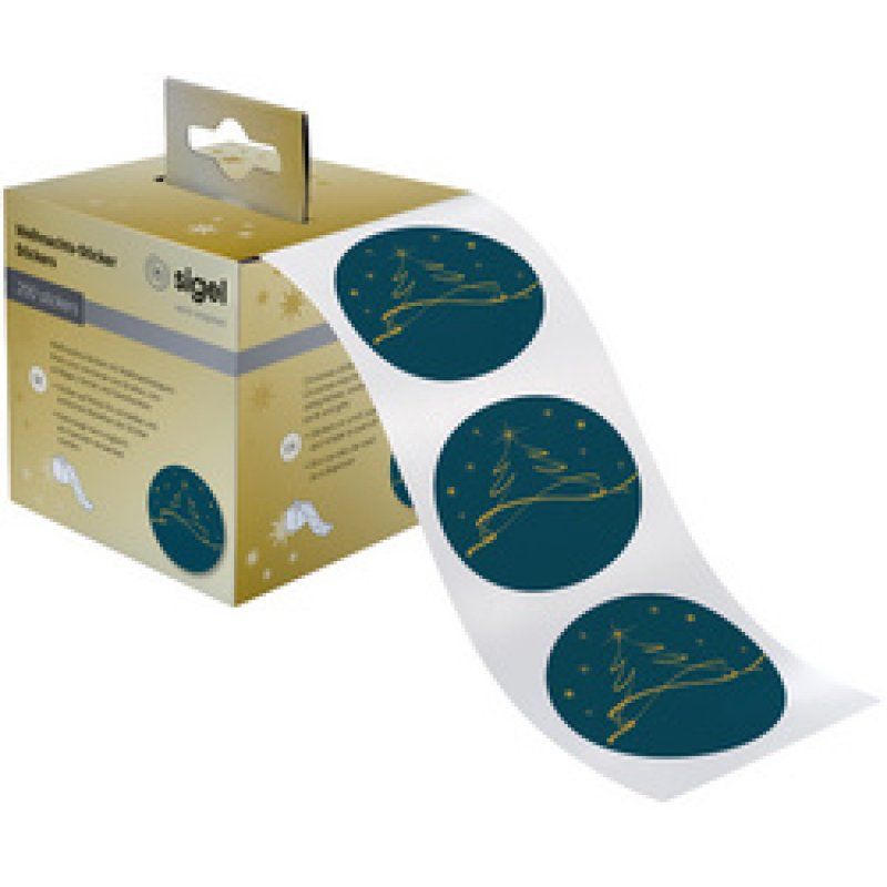 sigel Sticker de Noël "Christmas tree petrol", en rouleau