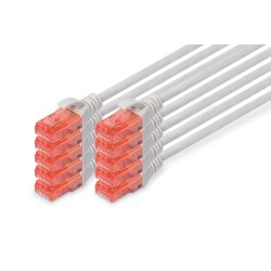 DIGITUS Câble patch Cat.6, U/UTP, LSZH, 0,5 m, set, gris