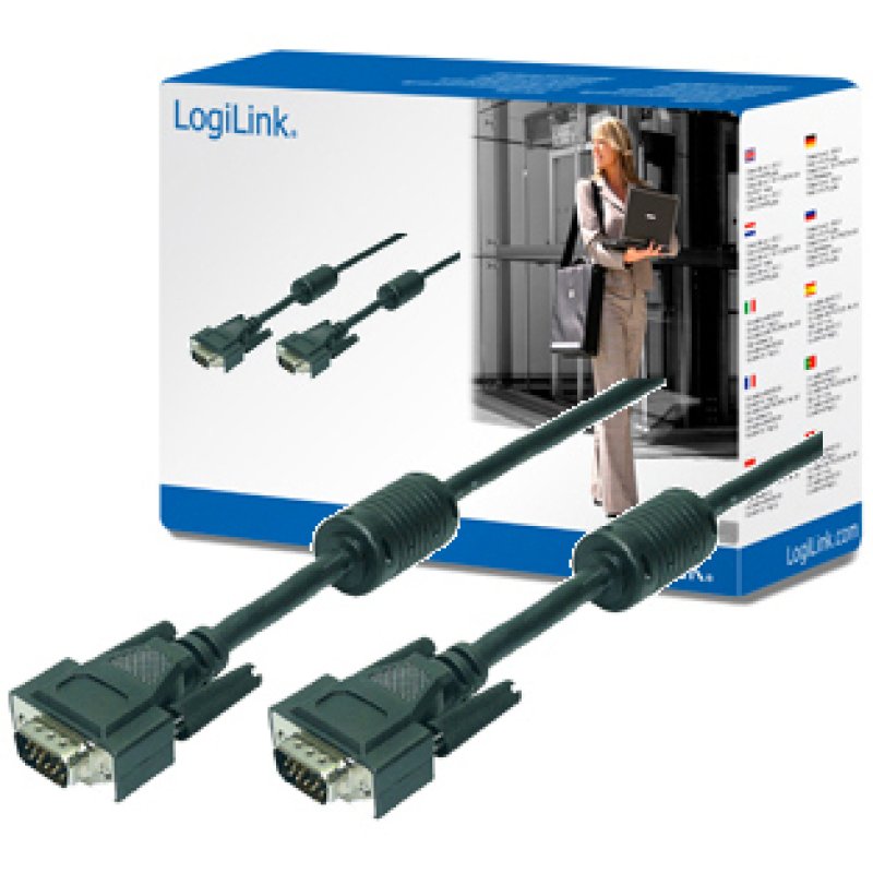 LogiLink VGA, M/M, 10m câble VGA VGA (D-Sub) Noir