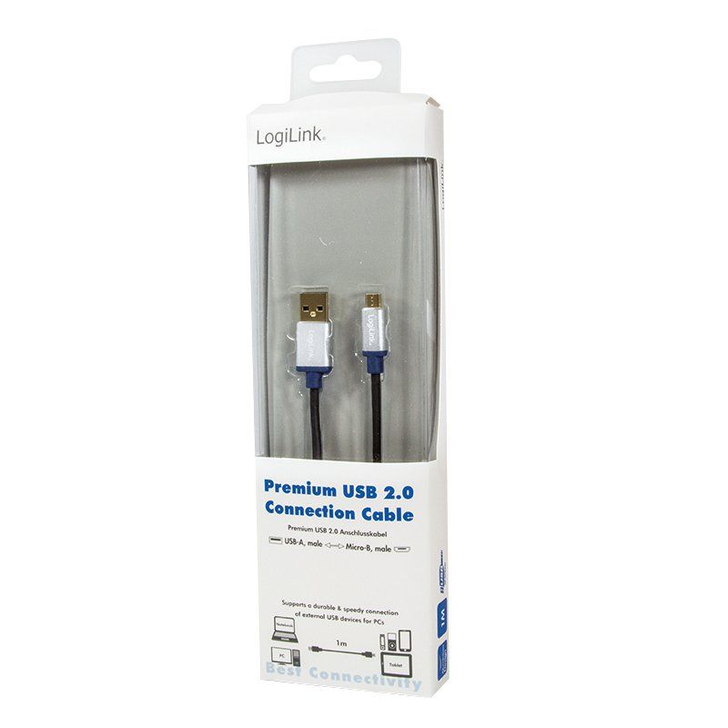 LogiLink 1m, USB2.0-A/USB2.0 Micro-B câble USB USB A Micro-USB B Noir