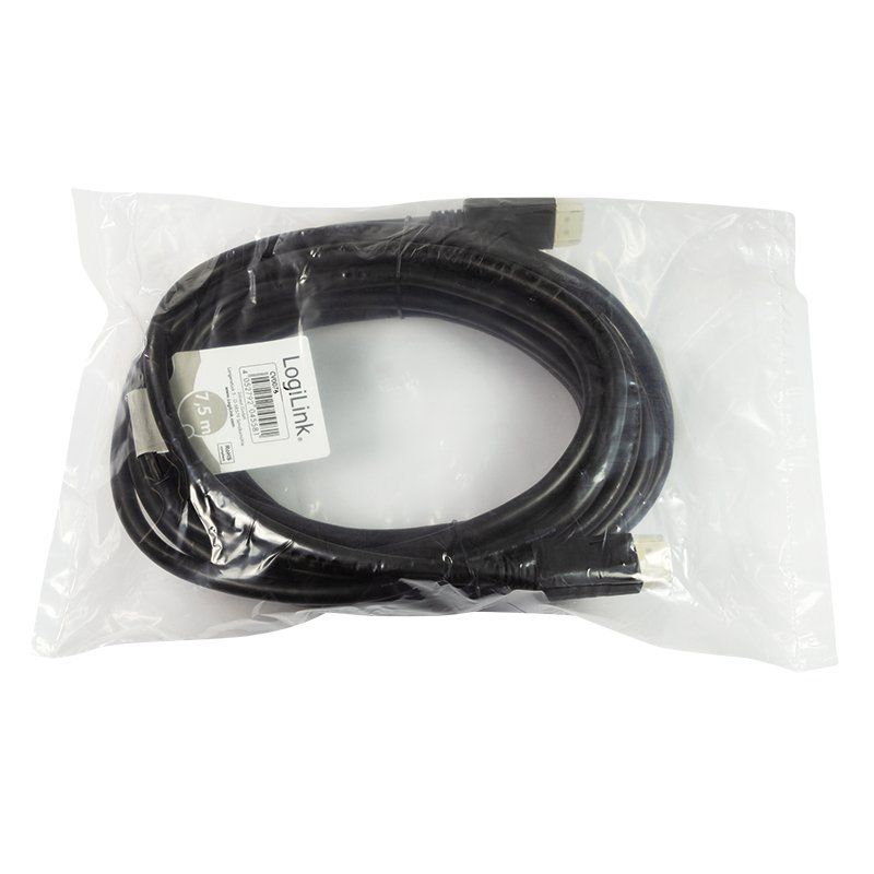 LogiLink CV0076 DisplayPort cable 7.5 m Black