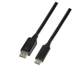 LogiLink UA0336 câble vidéo et adaptateur 3 m USB Type-C DisplayPort Noir