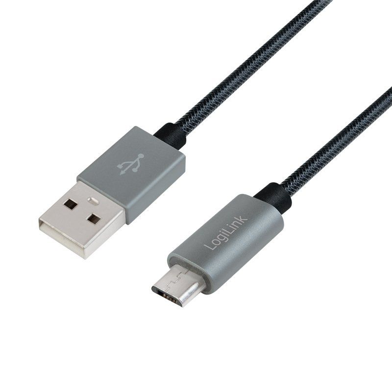 LogiLink CU0132 câble USB USB 2.0 1 m USB A Micro-USB A Gris