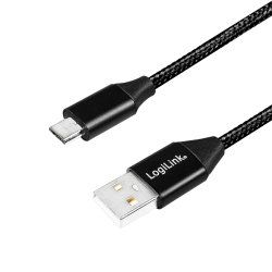 LogiLink Câble USB 2.0, USB-A - Micro USB, 0,3 m, noir