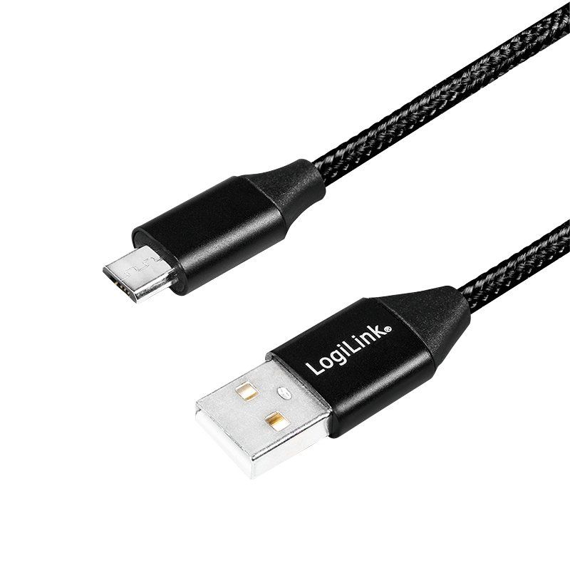 LogiLink Câble USB 2.0, USB-A - Micro USB, 0,3 m, noir