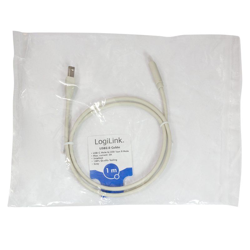 LogiLink CU0160 USB cable USB 2.0 1 m USB C USB B White