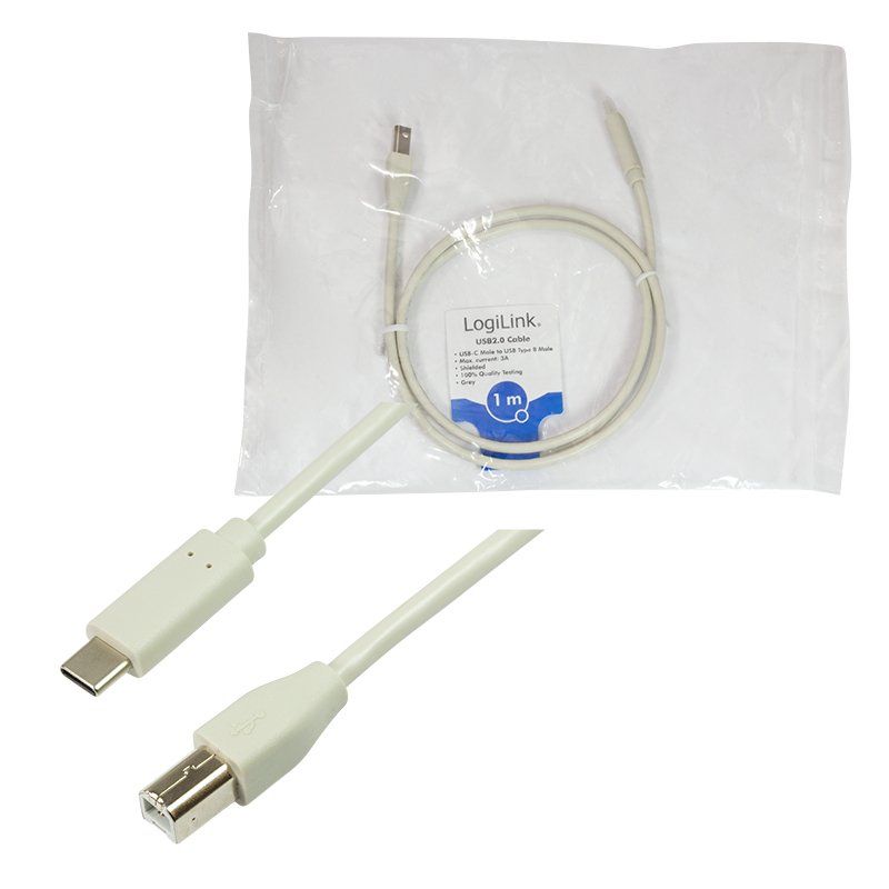 LogiLink CU0160 USB cable USB 2.0 1 m USB C USB B White