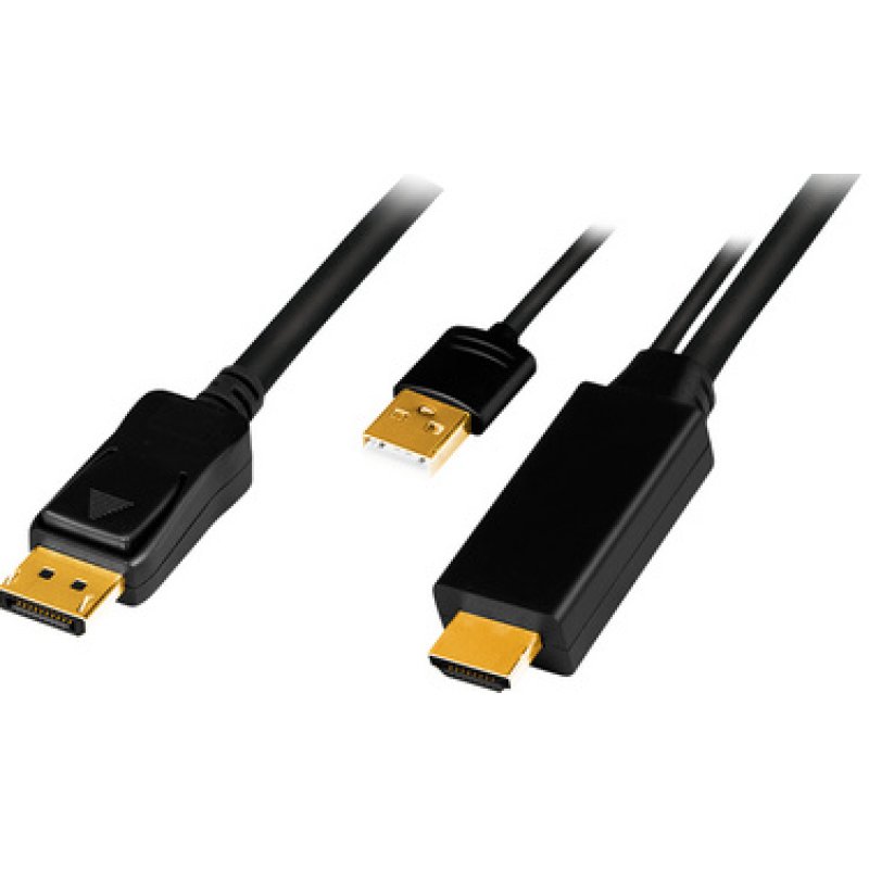 LogiLink Câble HDMI, connecteur HDMI-A USB-A - DisplayPort