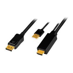 LogiLink CH0091 video cable adapter 2 m HDMI USB Type-A DisplayPort Black