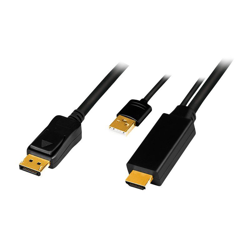 LogiLink Câble HDMI, connecteur HDMI-A USB-A - DisplayPort