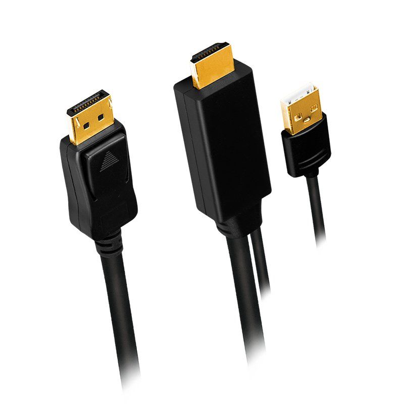LogiLink CH0091 câble vidéo et adaptateur 2 m HDMI USB Type-A DisplayPort Noir