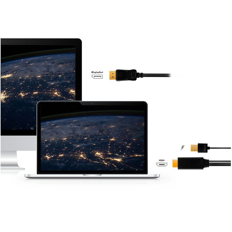LogiLink CH0091 câble vidéo et adaptateur 2 m HDMI USB Type-A DisplayPort Noir