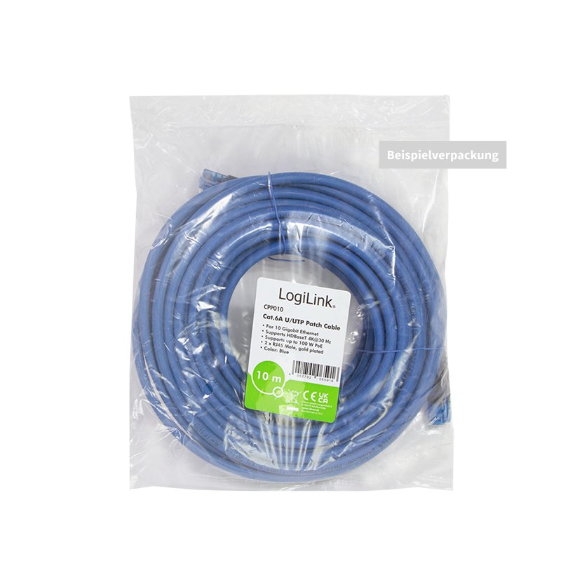 LogiLink CPP001 networking cable Blue 1 m Cat6a U/UTP (UTP)