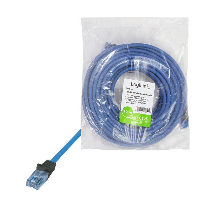 LogiLink CPP010 networking cable Blue 10 m Cat6a U/UTP (UTP)