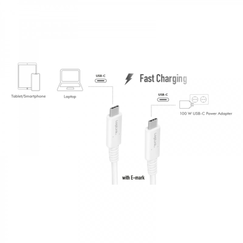 LogiLink Câble de données & de charge, mâles USB-C - USB-C