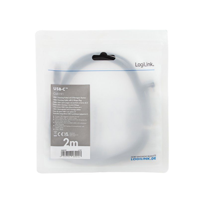 LogiLink CU0191 USB cable USB 2.0 2 m USB C Black