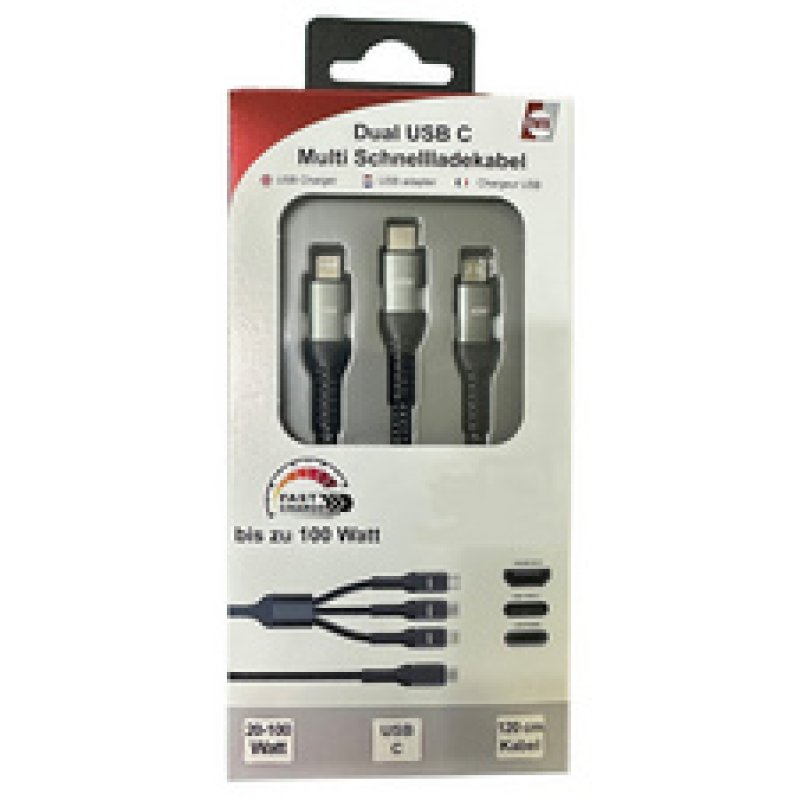 IWH Câble de charge 3 en 1, USB-A-Lightning/Micro USB/USB-C