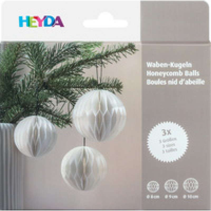 HEYDA Set décoration "Balle en nid d'abeille", blanc