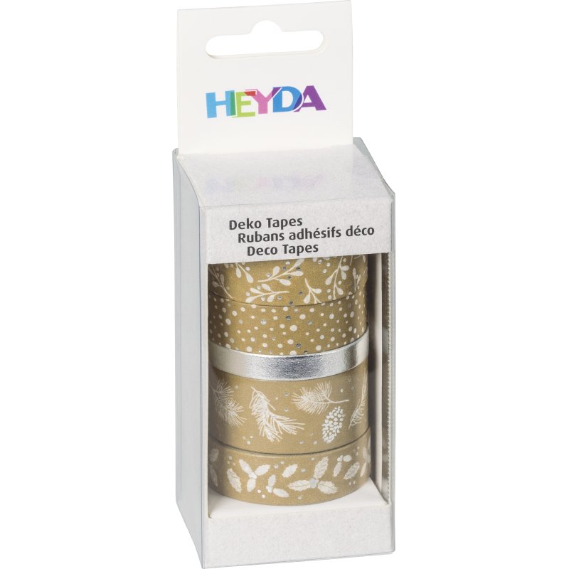 HEYDA Ruban adhésif décoratif Nature, argent / blanc