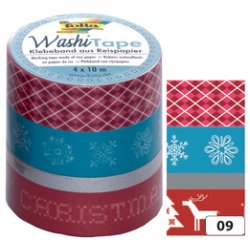 folia Rubans autocollants déco Washi-Tape NOEL RETRO,