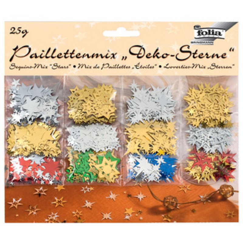 folia Mix de paillettes "Etoiles", assorti