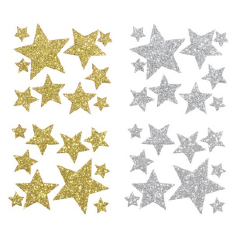 folia Sticker en mousse à paillettes Etoiles I, assorti