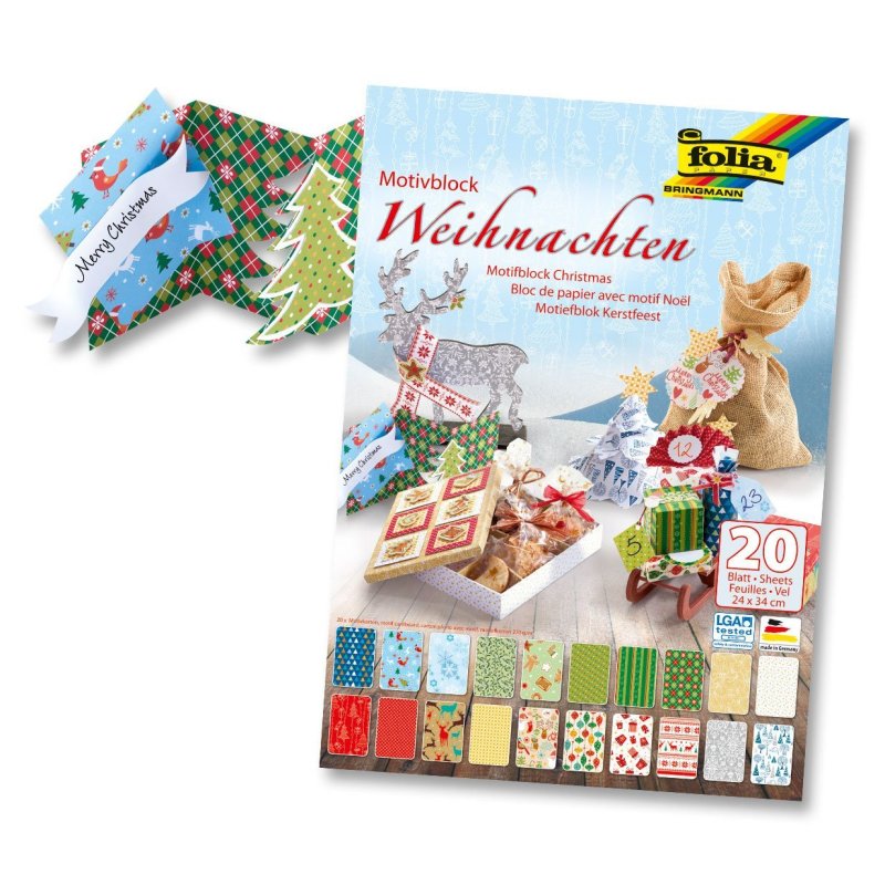 folia Bloc de papier avec motif "Noël III", 240 x 340 mm