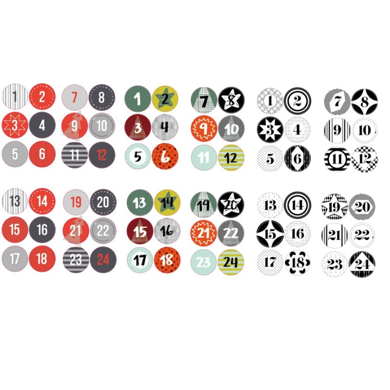 folia Stickers de Noel "CALENDRIER DE L'AVENT", assorti