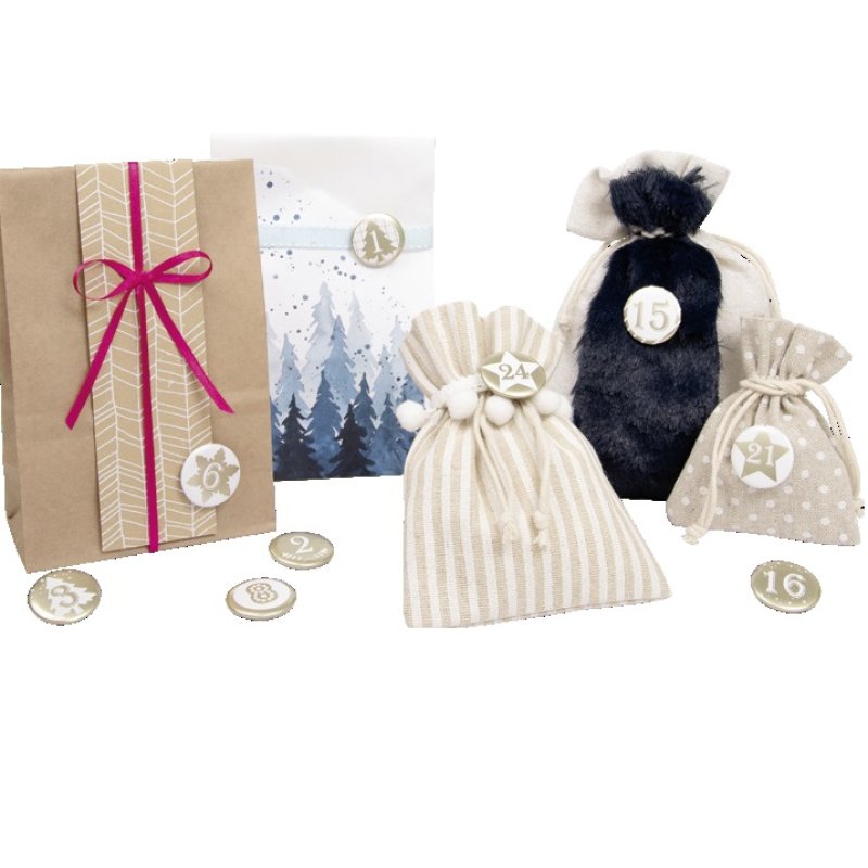 folia "Buttons" pour calendrier de l'Avent, nacré, en tôle