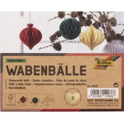 folia Boule alvéolée CHRISTMAS, set de 3 boules