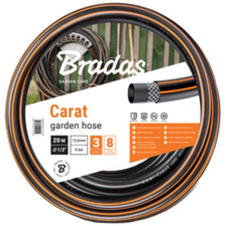 Bradas Tuyau d'arrosage CARAT, 1/2", noir/orange, 20 m