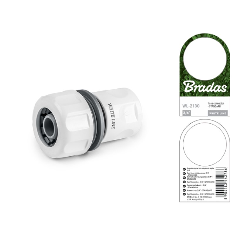 Bradas Raccord de tuyau femelle WHITE LINE, 3/4", blanc