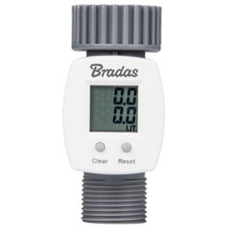 Bradas Débitmètre d'eau numérique WHITE LINE, 3/4", gris/