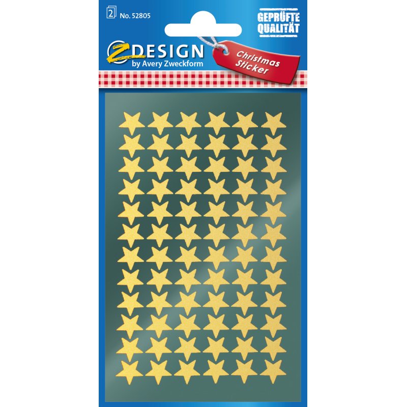 AVERY Zweckform ZDesign Stickers de Noël "étoiles", or