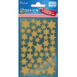 AVERY Zweckform ZDesign Stickers de Noël "étoiles", or